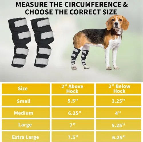 Miniatura 3 de AGON® Par de soporte de hockey para perros con cuerdas de metal y envolturas reflectantes, correas de compresión para la pierna trasera canina