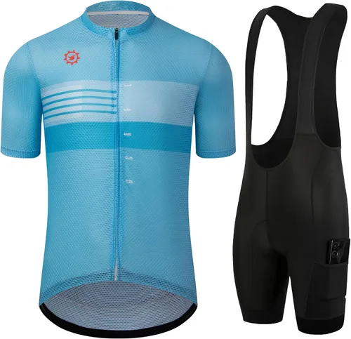 Miniatura 30 de GCRFL Conjunto de camiseta de ciclismo para hombre, camiseta ligera para ciclismo de carretera, pantalones cortos con bolsillos acolchados
