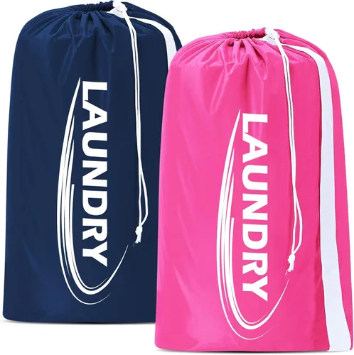 Miniatura 8 de Sylfairy Paquete de 2 bolsas de lavandería XL con correa, bolsa de lavandería para viajes resistente, bolsa de hombro para ropa sucia con cordón