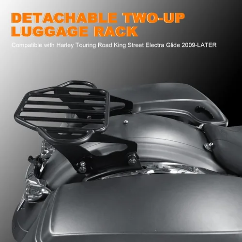 Miniatura 2 de Soporte Negro Desmontable de Equipaje para Dos Plazas para Motocicleta, Montaje Trasero para Harley Touring Street Glide Road King Road Glide