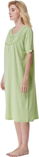 Miniatura 6 de Keyocean - Camisón de algodón para mujer, suave, cómodo, ligero, manga corta, vestido de casa, ropa de dormir, ropa de sala para verano.