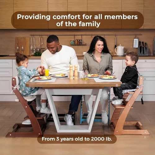 Miniatura 8 de FORNEL Silla alta de madera para bebés y niños pequeños, altura ajustable, fácil de limpiar, silla de comedor para niños de 3 años a 200 libras