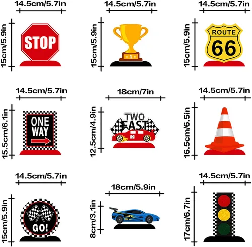 Miniatura 4 de LINGTEER Race Car Two Fast Birthday Table Honeycomb Centros de mesa – 9 piezas Let's Go Racing Happy 2nd Birthday Party Decoración de mesa