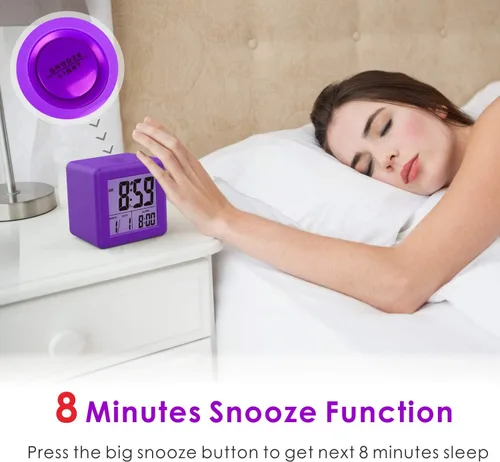 Miniatura 5 de Reloj despertador digital Plumeet para niños con función de repetición y luz nocturna - Configuración fácil con pantalla de silicona, hora, fecha
