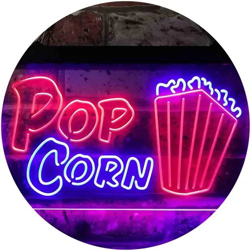 ADVPRO Pop Corn Cinema Decoración Dual Color LED Neon Sign Azul y Rojo 12 x 8 pulgadas st6s32-i3862-br