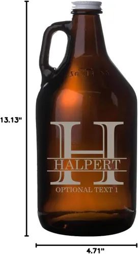 Miniatura 5 de Spotted Dog Company Jarra de cerveza de vidrio ámbar grabada personalizada de 64 onzas – Regalos grabados personalizados para hombres – Regalos