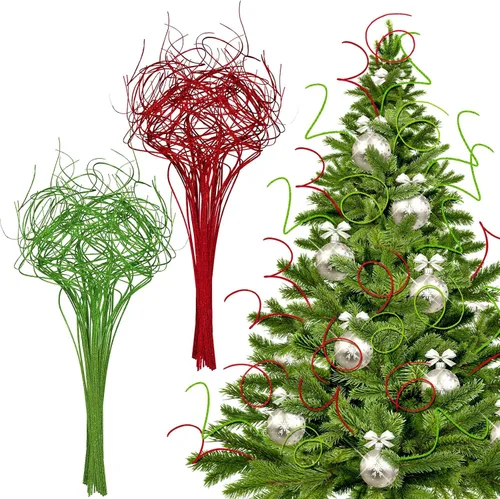 Miniatura 8 de Syhood 60 tallos de ramas rizadas doradas de Navidad con purpurina para jarrón, ramas de sauce rizado con purpurina para Navidad, ramas para árbol