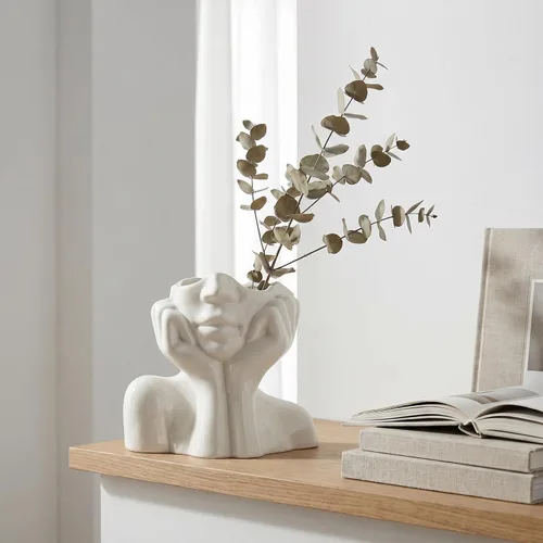 Miniatura 7 de Jarrón de cerámica con forma de mujer, ideal para decoración de estante, moderno florero para decoración de mesa, florero pequeño de granja
