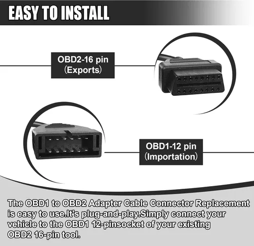 Miniatura 6 de Adaptador OBD1 a OBD2, lector de código de cable automático, herramienta de extensión de diagnóstico, OBD1 de 12 pines a OBD2 16 pines, cable