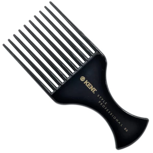 Kent SPC86 - Peine Pick y de Peluquero Profesional Estilo Salón Negro - Peine de separación afro para el cuidado del cabello rizado y grueso - Peine