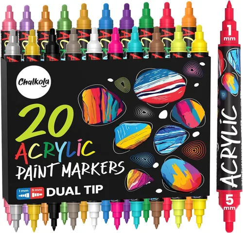 Miniatura 10 de Chalkola 20 rotuladores de pintura al óleo - Marcadores de pintura a base de aceite para metal, tela, cerámica, vidrio, rocas - Marcadores