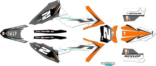Miniatura 5 de Kit de gráficos para KTM Enduro 2-Stroke 125XC, 250XC y 300XC (2023) Razor Series Cyan 21 Mil - Adhesivo para moto Dirt Pit Bike - Adhesivo para Cian