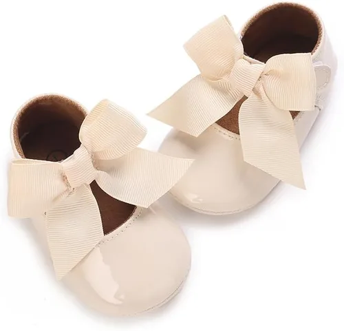 LAFEGEN Zapatos planos Mary Jane para bebés y niñas con Bownot, suela suave, suela suave, piel sintética, recién nacidos, para primeros pasos,