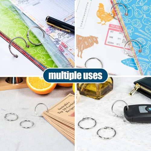 Miniatura 6 de Anillos para carpeta de hojas sueltas de 1 pulgada (paquete de 150 unidades), anillos de metal resistentes para tarjetas de índice, tarjetas flashs