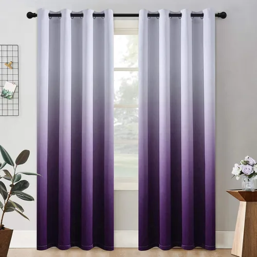 Miniatura 68 de COSVIYA Cortinas 100% Opacas Azul Degradado con Lazos Ajustables para Cocina Aislamiento Térmico Oscurecimiento de Habitación Cenefa con Bolsillo
