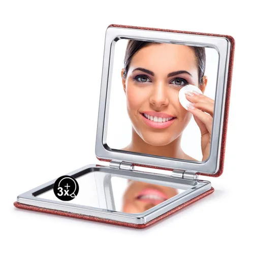 Miniatura 34 de Omiro - Espejo compacto, cuero PU clásico. Ampliación 1x/3x, ultra portátil para el bolsillo, ideal para bolsos y viajes (negro)