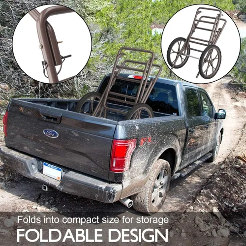 Miniatura 4 de Goplus Carrito Plegable para Ciervos, Transportador de Ciervos de 500 LBS con Ruedas de Goma Grandes, Carrito de Caza de Metal Resistente