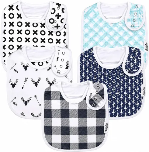 Miniatura 13 de KiddyStar Organic Cotton Baby Drool Bibs Soft, Adjustable, Absorbent, Unisex Teething Bandana Bibs for Babies Clásico 1