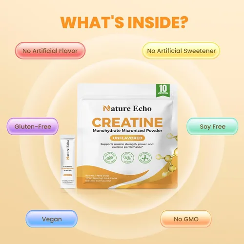 Miniatura 5 de Monohidrato de creatina en polvo micronizado - 10 paquetes de viaje de una sola porción 0.18 oz - Creatina limpia y sin sabor para hombres y mujeres
