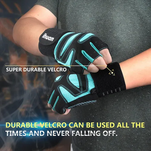 Miniatura 4 de ihuan - Guantes de entrenamiento con ventilación, unisex, protección completa de la palma de la mano; para levantamiento de pesas, entrenamiento