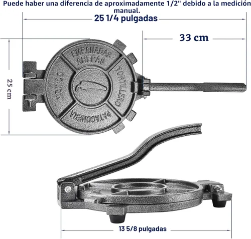 Miniatura 4 de Prensa para tortillas ARC de 10.4" Incluye 100 piezas de papel de pergamino, preparador de tortillas de hierro fundido, negro gris