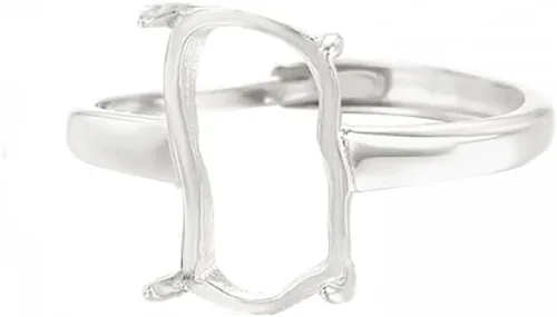 Miniatura 8 de Base de anillo ajustable de plata de ley 925 para anillo de piedra irregular de 0.276 x 0.551 in, ajuste en blanco, fabricación de joyas, regalo