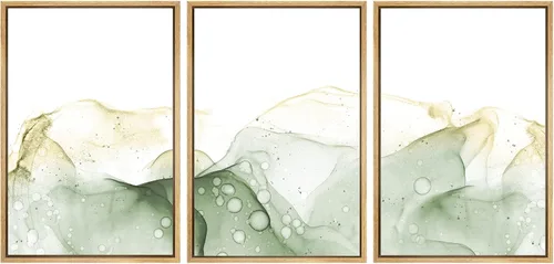 Miniatura 43 de SIGNWIN Lienzo enmarcado para pared, juego de arte sereno de pantanos con humedales verdes e ilustraciones de agua tranquila, arte moderno
