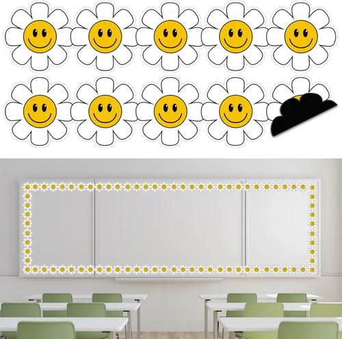 Miniatura 8 de Whaline 24 tiras magnéticas para tablón de anuncios de cara feliz, diseño bohemio con cara sonriente, tiras magnéticas para decoración de regreso a