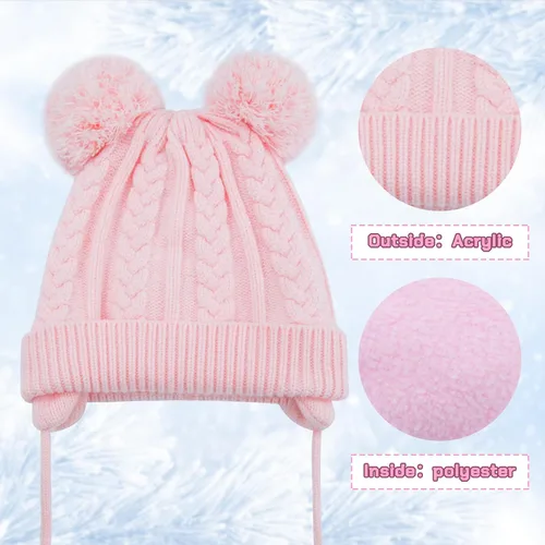 Miniatura 26 de Duoyeree Gorro de invierno para niños pequeños con solapa para las orejas, bufanda gruesa y cálida gorra de calavera para niños y niñas