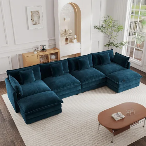 Miniatura 25 de mikibama - Sofá seccional modular, sofá en forma de L de 76.4 pulgadas para sala de estar, sofá cama cómodo tipo nube con otomano móvil, combinación