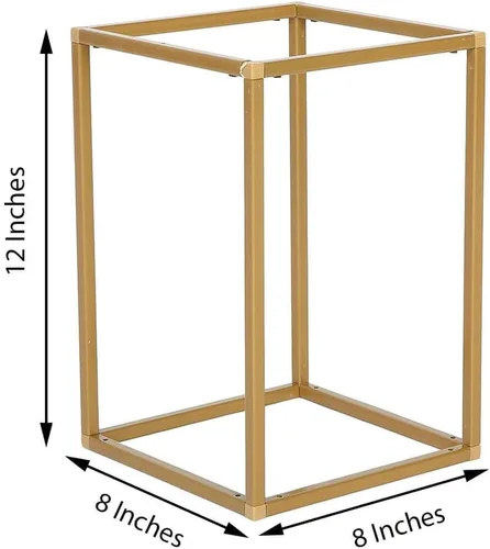 Miniatura 3 de Efavormart - Paquete de 2 soportes de metal para flores de boda de 12 pulgadas, soporte geométrico para centro de mesa Dorado