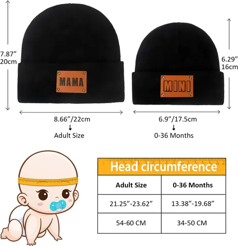 Miniatura 20 de Gorro para padres e hijos,Madre y bebé hija/hijo gorro de punto cálido de invierno,Gorro suave para niños