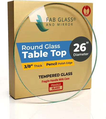 Miniatura 95 de Fab Glass - Mesa redonda de cristal de 48 in, grosor de 3/4 in, cristal pulido plano templado, Vidrio, Transparente