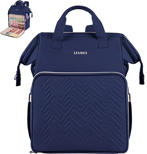 Miniatura 8 de Leudes Mochila Bolsa para Tejer, Organizador de Almacenamiento de Hilo, Bolsa de Ganchillo Grande Tote, Regalo de Navidad, Estuche Portador de Hilo
