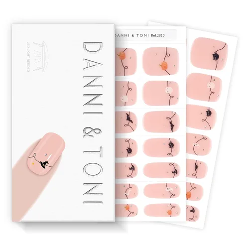 Miniatura 40 de DANNI & TONI Tiras de uñas de gel semicuradas, color rosa champán, ojos de gato, 28 calcomanías de regalo para mujer Aqua Ripple