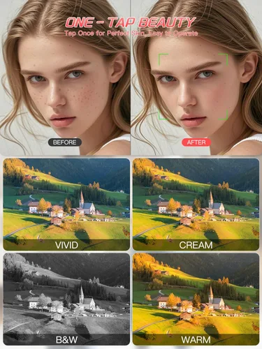 Miniatura 6 de Cámara digital, Cámaras de videoblogs 4K con enfoque automático para fotografía con tarjeta de 32GB, cámara digital compacta portátil de 64MP de Rosa