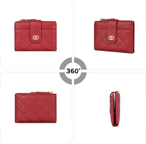 Miniatura 6 de Cartera pequeña para mujer, de cuero, plegable, con bloqueo RFID, tarjetero compacto para tarjetas de crédito, cartera, Negro -, Billetera Billetera