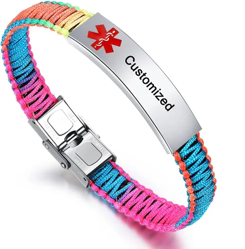Miniatura 13 de JF.JEWELRY Pulsera de alerta médica para mujeres T1D T2D Pulsera de identificación de alerta médica para diabetes y epilepsia para niñas y niños
