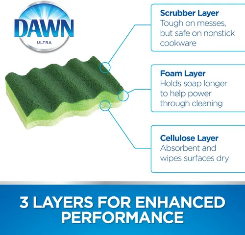 Miniatura 3 de Dawn Power Clean - Esponjas para fregar en forma de cuña, paquete de 3, color verde