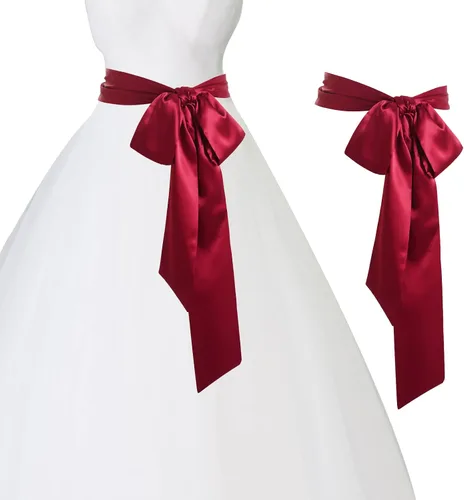 Miniatura 93 de obmwang Cinturón de satén de boda para ocasiones especiales, faja nupcial de 4 pulgadas de ancho, doble cara