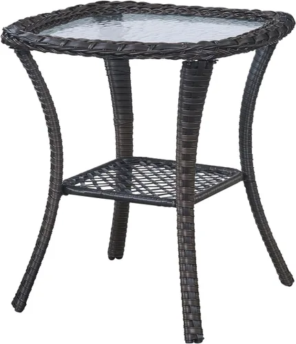 Miniatura 11 de Belord Mesa de centro al aire libre para patio, mesa de centro de ratán de 40 pulgadas con almacenamiento de 2 capas, mesa rectangular de mimbre