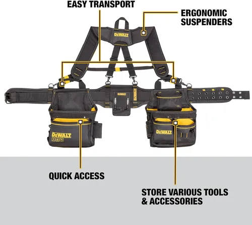 Miniatura 3 de DEWALT Organizador de cinturón de herramientas profesional con tirantes y 25 bolsillos, construcción resistente (DWST540602)