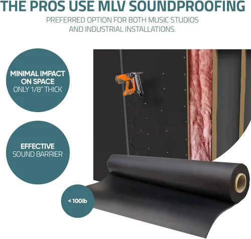 Miniatura 3 de Vinilo cargado en masa de 1.23 lb/ft2 – Barrera profesional de insonorización MLV. Grosor óptimo. Barrera de ruido premium Barrera de sonido 4 x