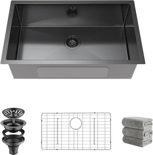 Miniatura 7 de Fregaderos de cocina 23x18 pulgadas Fregadero de cocina empotrado Fregadero de acero inoxidable 16 calibre Juegos de fregaderos de un solo tazón