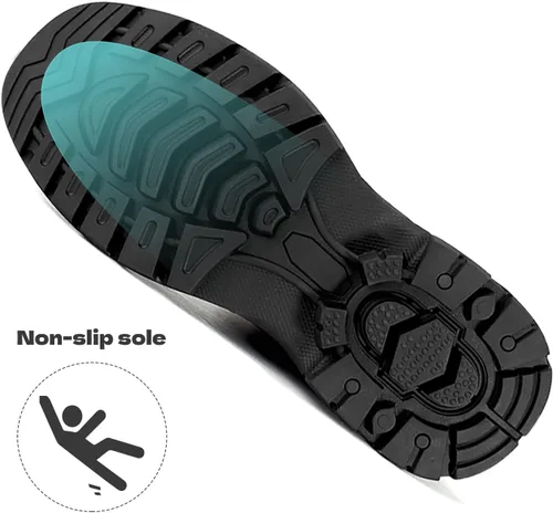 Miniatura 4 de Jacata Botas de trabajo impermeables de cuero con punta suave/de acero para hombre, resistentes al aceite/antideslizantes de 6 pulgadas con suela