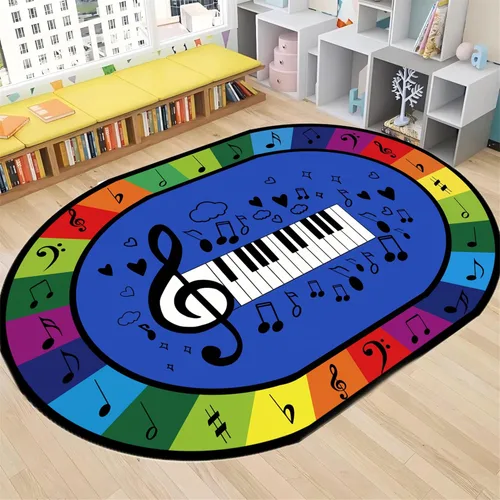 Miniatura 10 de Tapete de aprendizaje educativo para niños, 3 x 4 pies, tapete decorativo con diseño de planeta y alfabeto ABC, ovalado, grande, antideslizante