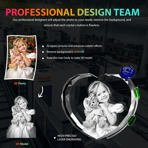 Miniatura 6 de QPCBEBY Foto de cristal 3D con rosa de cristal rojo, regalos personalizados para el día de la madre para mamá, esposa, mujer, ella, novia, pareja