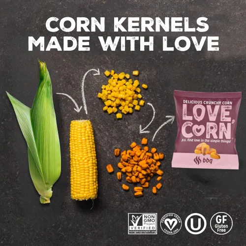 Miniatura 7 de LOVE CORN BBQ 0.7oz x 20 bolsas – Delicioso maíz crujiente – Snacks familiares saludables – Sin gluten, Kosher, sin OGM – Alternativa para papas