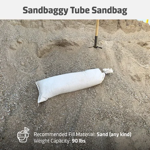 Miniatura 4 de Sandbaggy Bolsas de arena de tubo de 38 pulgadas por 12 pulgadas Tela resistente de grado industrial Capacidad de peso de 90 libras Barrera