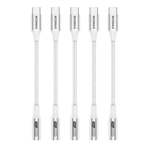 Miniatura 9 de MOSWAG Adaptador USB tipo C a conector de auriculares hembra de 0.138 in, USB C a Aux hembra de audio Dongle, cable compatible con iPhone 16 Pro 15